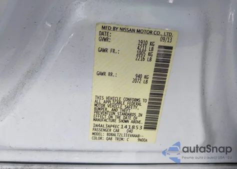 2014 Nissan Altima 2.5 Sv from USA, damaged, VIN 1N4AL3AP4EC141853